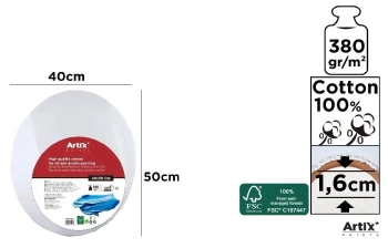 Podobrazie owalne 40x50x1,6cm 380G/m2 - Artix