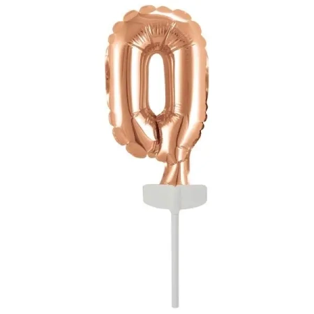 Balon foliowy mini cyfra 0 różowe złoto 7,5x12cm - Amscan