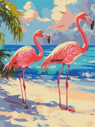 Malowanie po numerach - Różowe flamingi 30x40cm - Ideyka