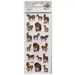 Naklejki wypukłe miękkie konie kreskówkowe 18szt - Titanum