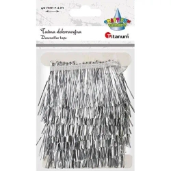 Taśma z frędzlami plastikowymi 40mm 1m srebrna - Titanum