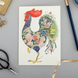 Karnet A101 B6 + koperta Kogut i kwiaty - DM Collection