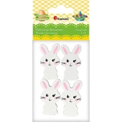 Drewniane zające białe 25x43mm 4szt - Titanum