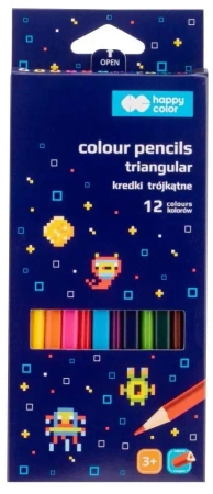Kredki drewniane trójkątne Pixi Planet 12 kolorów - GDD
