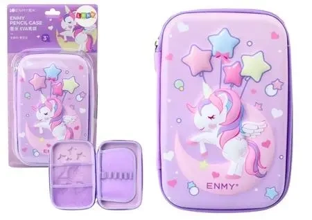 Piórnik rozkładany z jednorożcem fioletowy 23x15cm - Leantoys