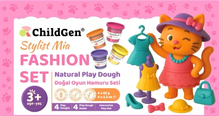ChildGen,PAWPALS Stylistka Mia zestaw kreatywny 4 ciastoliny, foremki, mata