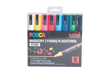 Markery plakatowe PC-5M 8 kolorów POSCA UNI - Uni Mitsubishi Pencil