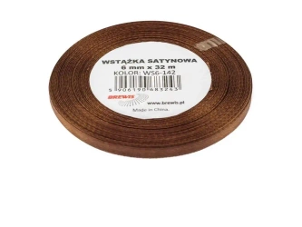 Wstążka satynowa brązowa 6mmx32m - Brewis