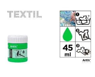 Farba do tkanin jasnozielona 45ml (6szt) - Artix