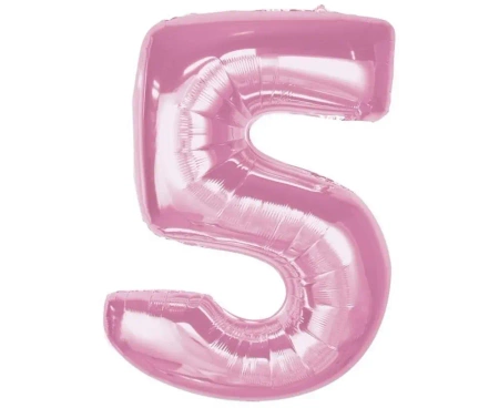 Balon foliowy cyfra 5 jasnoróżowa Smart 92cm - Godan