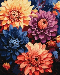 Malowanie po numerach - Kolorowe dalie 40x50cm - Ideyka