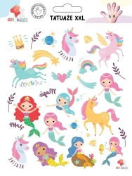 Tatuaże zmywalne dla dzieci Jednorożce syrenki XXL - Praca zbiorowa