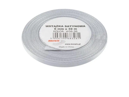 Wstążka satynowa platynowa 6mmx32m - Brewis