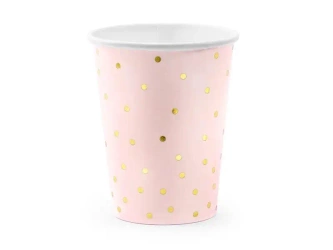 Kubeczki Kropki jasnoróżowe 260 ml 6szt - PartyDeco