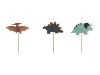 Świeczki urodzinowe Dinozaury mix 3cm 3szt - PartyDeco