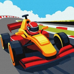 Malowania po numerach - Barwne wyścigi 30x30cm - Ideyka