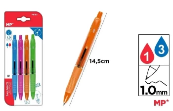 Długopis czarny 1.0mm 4 kolory korpusów - MP Main Paper