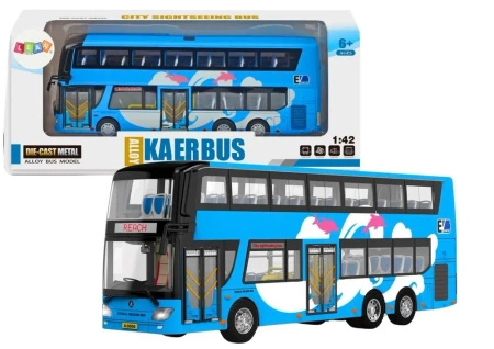 Autobus piętrowy wycieczkowy 1:42 niebieski - Leantoys