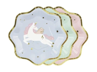 Talerzyki jednorożec 18x18cm 6szt - PartyDeco