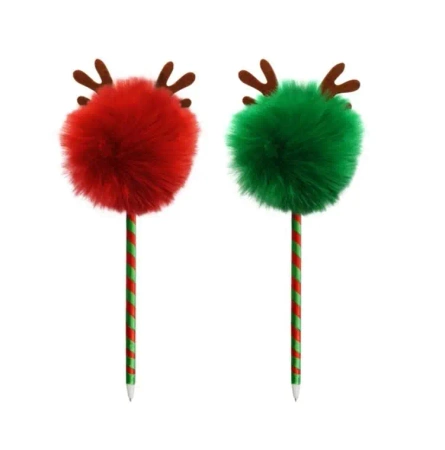 Długopis z pomponem i rogami mix kolorów - INCOOD