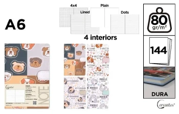 Notatnik A6/144K magnes pieski MIX - Cervantes