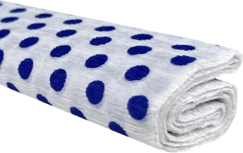 Paczka Bibuła marszczona 50x200 kropki niebieskie na białym 10 rolek - TYMOS