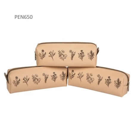 Piórnik jednokomorowy beżowy kwiaty - Pajacyk