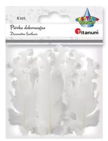 Piórka curly białe 6szt - Titanum