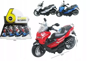 SKUTER SPORTOWY 1:10 MODEL PLASTIK/METAL ŚWIATŁO DŹWIĘK NAPĘD 14 CM
