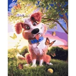 Malowanie po numerach - Pies i motyle 40x50cm - Twoje Hobby