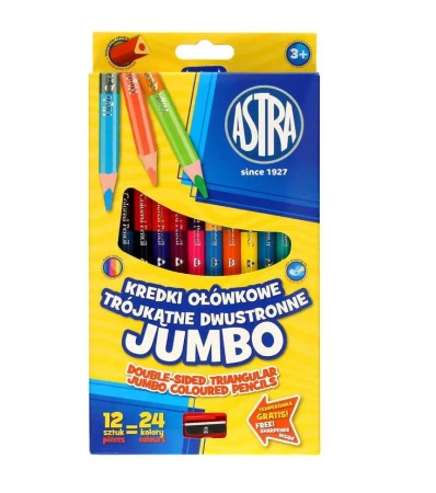 Kredki ołówkowe dwustronne Jumbo 12szt. ASTRA - ASTRA papiernicze