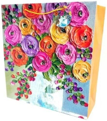 Torebka ozdobna matowa 35x37x12cm Pszczoły - Fresh