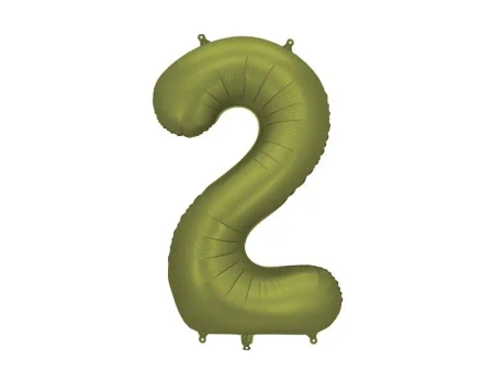 Balon foliowy cyfra 2 86cm oliwkowy - PartyDeco