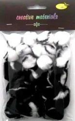 Pompony dwukolorowe biało-czarne 25-40mm 21szt - Galeria Hobby