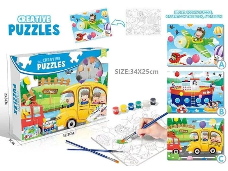 Puzzle do kolorowania 89el z farbami - ADAR