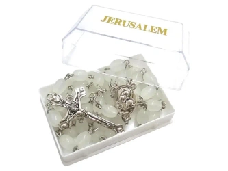 Różaniec jerozolimski w pudełku biały - Art Sacrum