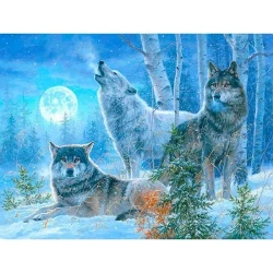 Mozaika diamentowa 5D - Wilki 40x30cm - Titanum