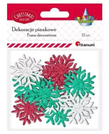 Piankowe śnieżynki brokatowe mix 12szt - Titanum