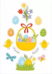 Dekoracje okienne dwustronne wielkanocne 13szt - LearnHow