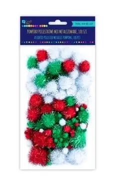 Pompony poliestrowe metalizowane 100szt - Dalprint