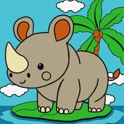 Malowanie po numerach - Nosorożec 25x25cm - Ideyka