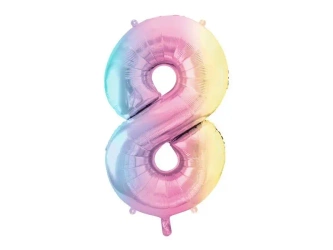 Balon foliowy 8 pastelowy tęczowy 86cm - PartyDeco