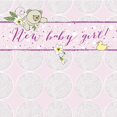 Karnet Swarovski kwadrat CL0219 Narodziny miś - Clear Creations