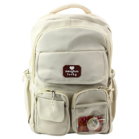 Plecak szkolny Kapibara brelok beżowy kremowy 25L - Leantoys