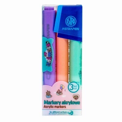 Markery trójkątne akrylowe Astrapen Animals 3 kolory - ASTRA art-pap
