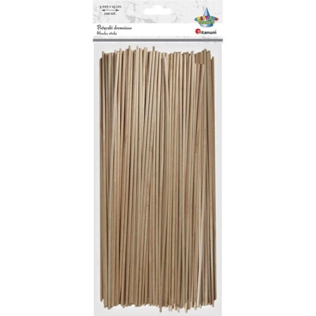 Drewniane patyczki ogkrągłe 3x250mm 100szt - Titanum