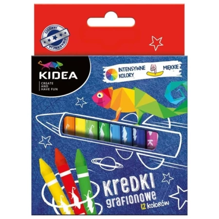 Kredki grafionowe 12 kolorów KIDEA - DERFORM