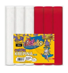 Krepina mini 20x250cm 180g biało-czerwona 6szt - Alfa Pastello