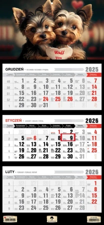 Kalendarz 2026 trójdzielny Pieski KT1–V.69 - Pan Kalendarzyk