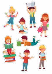 Dekoracje okienne dwustronne - Dzieci 01 8szt - LearnHow